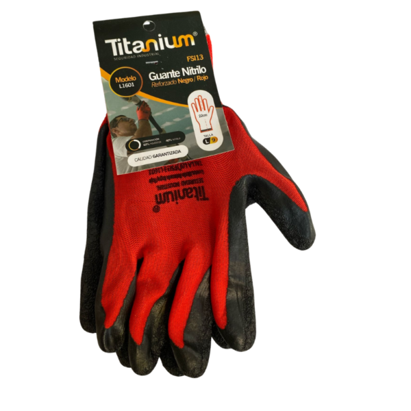 Guantes De Nitrilo Negro/Rojo L/9 -Titanium
