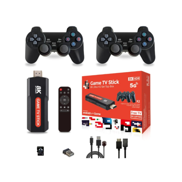 Game Tv Stick 8K Android tv + Game X2 Controles