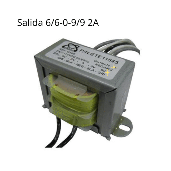Transformador T509 Entrada 110V – Salida 6/6-0-9/9 2A